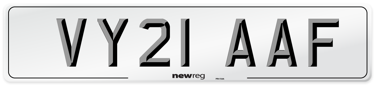 VY21 AAF Number Plate from New Reg